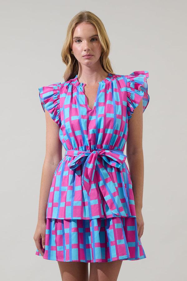 sugarlips Marvy Checker Emie Ruffle Mini Dress