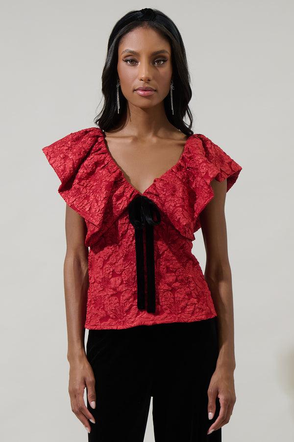 Sugarlips Maryn Jacquard Luci Babydoll Top