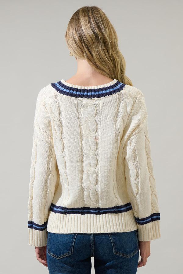 Sugarlips Maryville Cable Knit V Neck Sweater