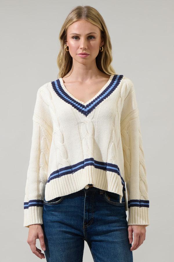 sugarlips Maryville Cable Knit V Neck Sweater