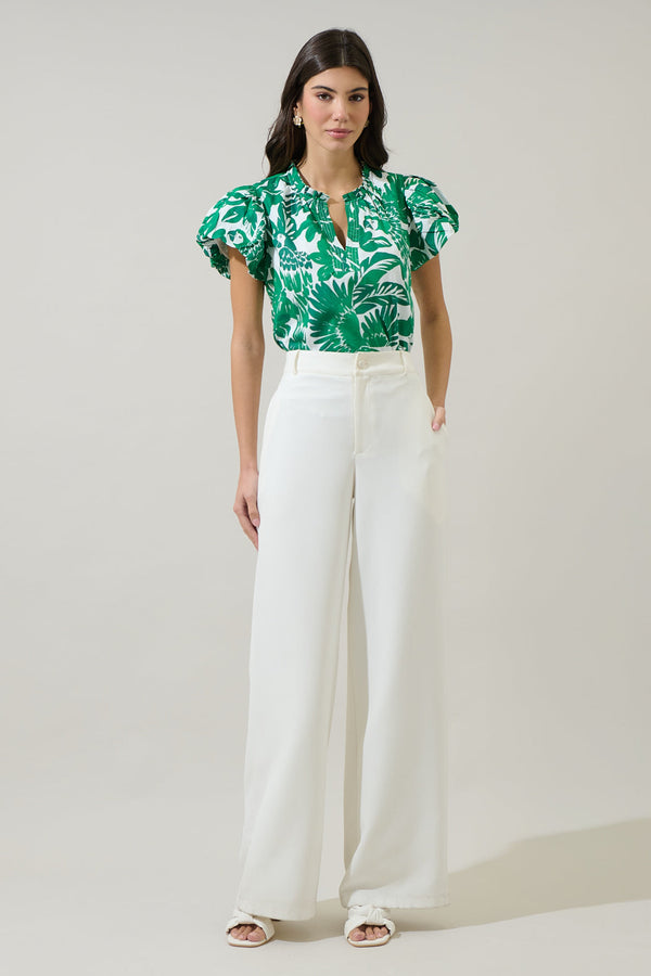 Sugarlips Masey Tropical Keni Split Neck Top