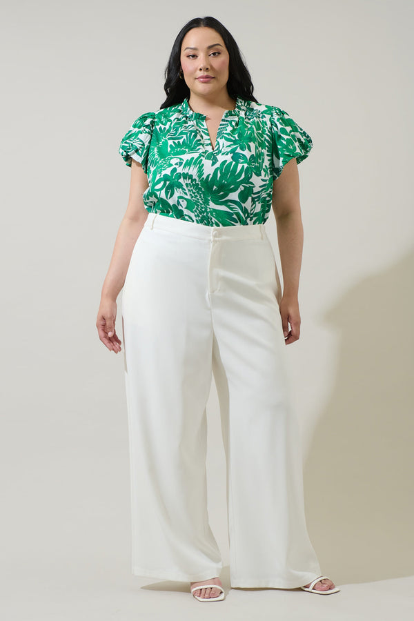 Sugarlips Masey Tropical Keni Split Neck Top Curve