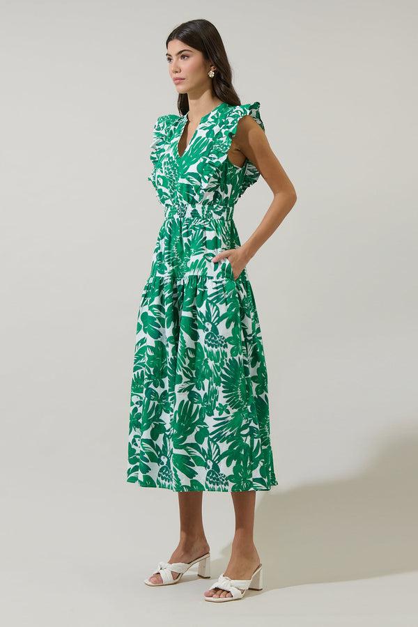 Sugarlips Masey Tropical Virna Ruffle Midi Dress