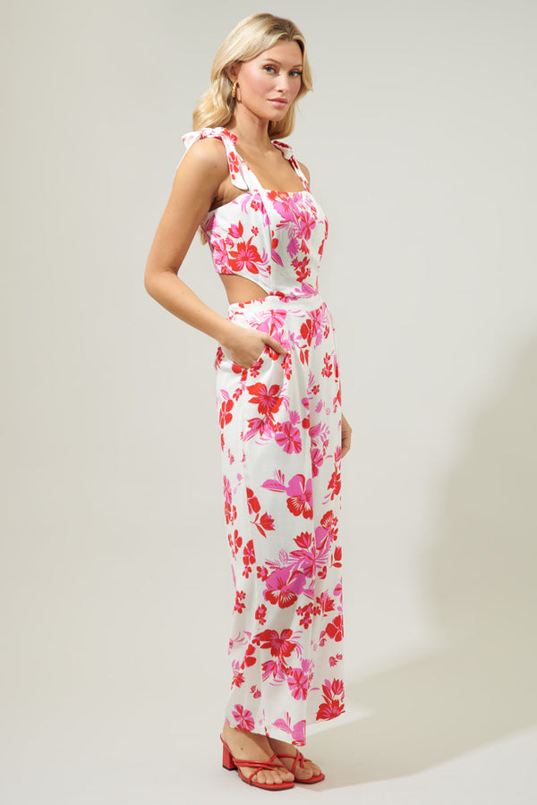 Sugarlips Maui Floral Harley Cutout Jumpsuit