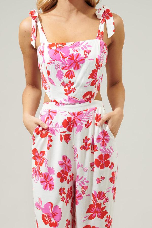 Sugarlips Maui Floral Harley Cutout Jumpsuit