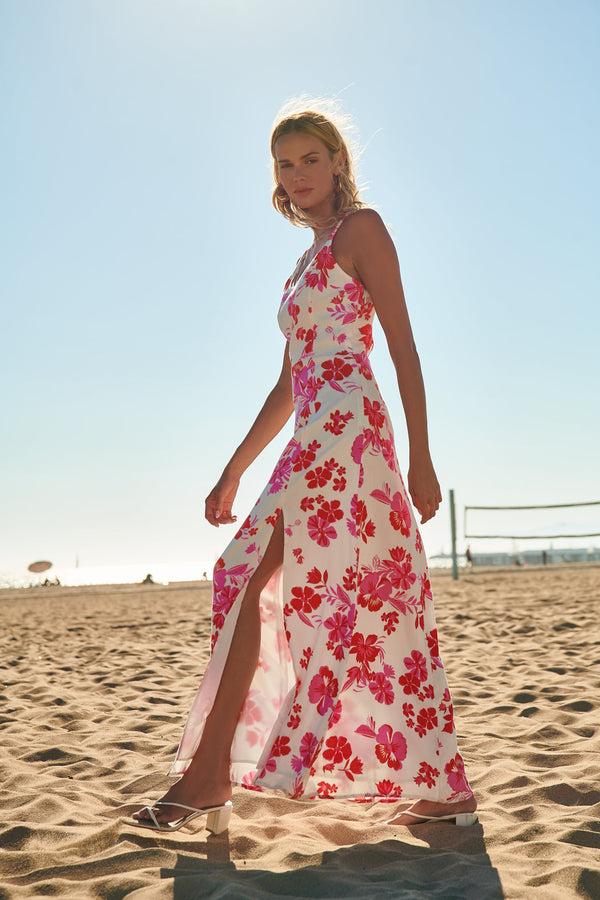 sugarlips Maui Floral Portia Open Back Maxi Dress