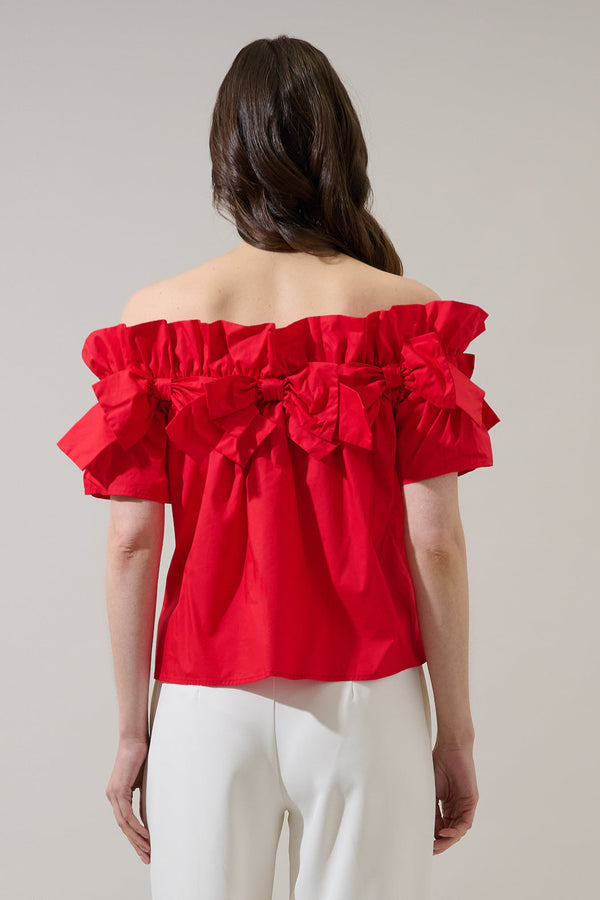Sugarlips Mayra Bow Ruffle Off Shoulder Top