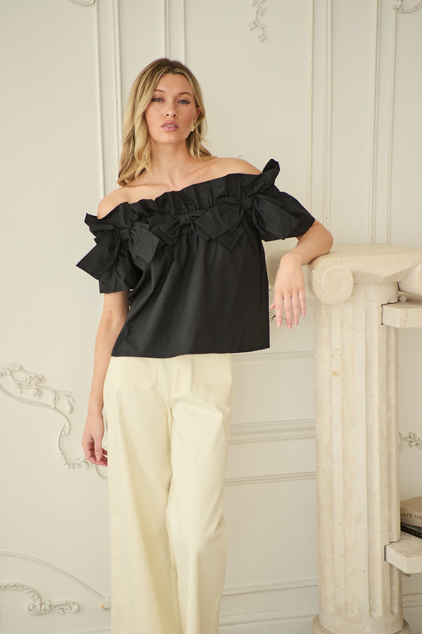 sugarlips Mayra Bow Ruffle Off Shoulder Top