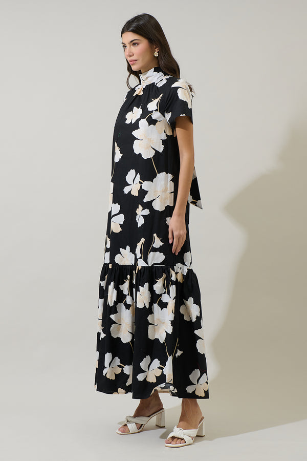 Sugarlips Medina Floral Dime Mockneck Maxi Dress