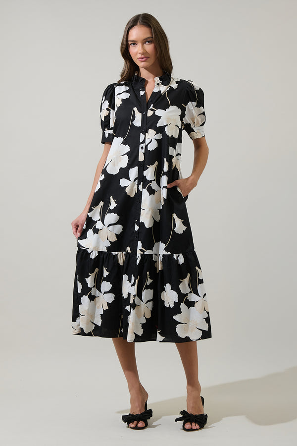 Sugarlips Medina Floral Giles Button Up Midi Dress