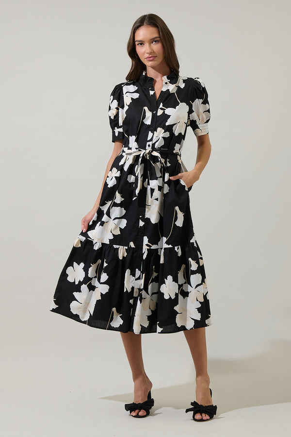 sugarlips Medina Floral Giles Button Up Midi Dress