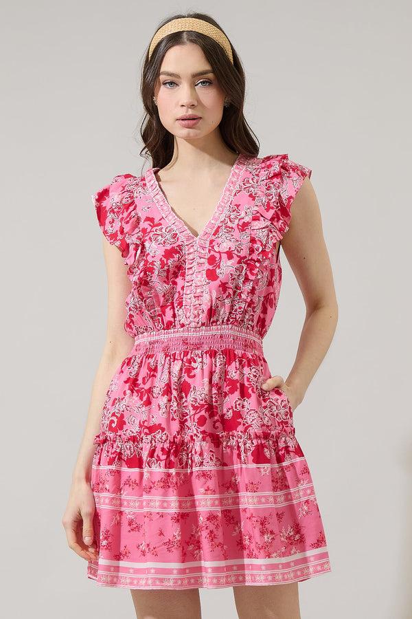 sugarlips Meg Floral Tera Ruffle Mini Dress