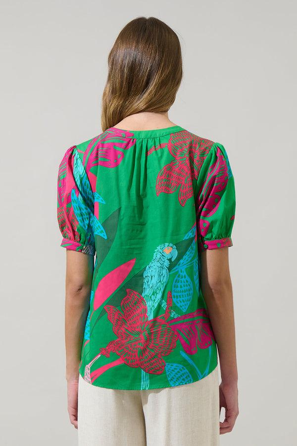 Sugarlips Meig Tropical Neli Split Neck Top