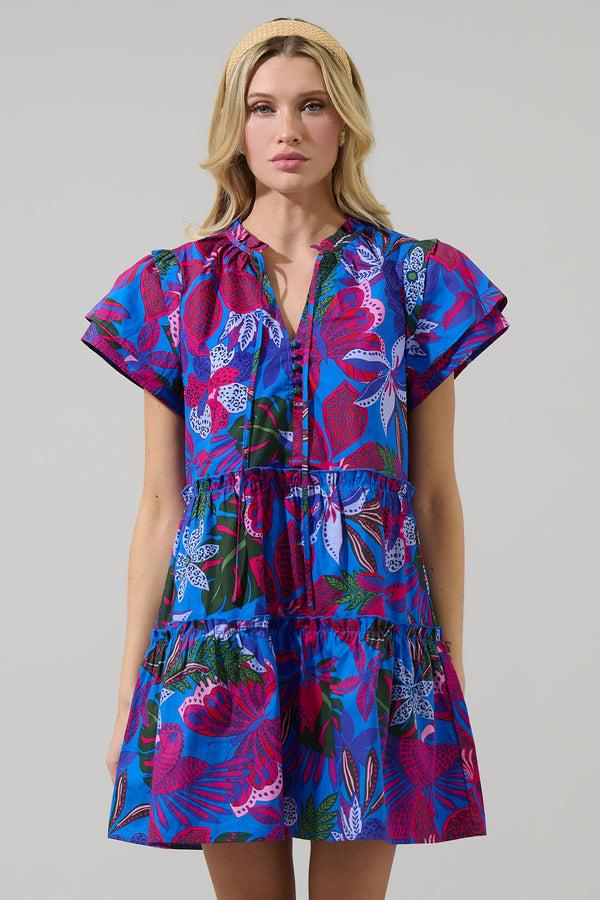 Sugarlips Mela Tropics Empire Tiered Mini Dress