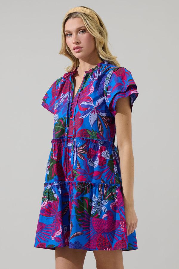 Sugarlips Mela Tropics Empire Tiered Mini Dress
