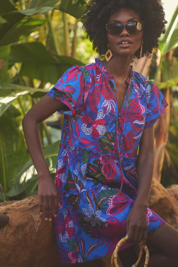 sugarlips Mela Tropics Empire Tiered Mini Dress