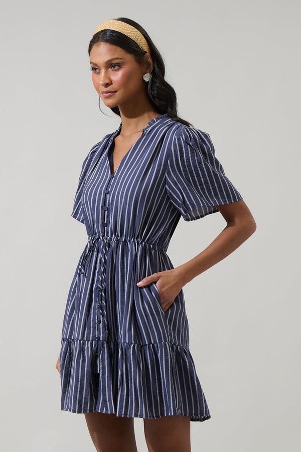 Sugarlips Melen Stripe Amo Button Up Mini Dress