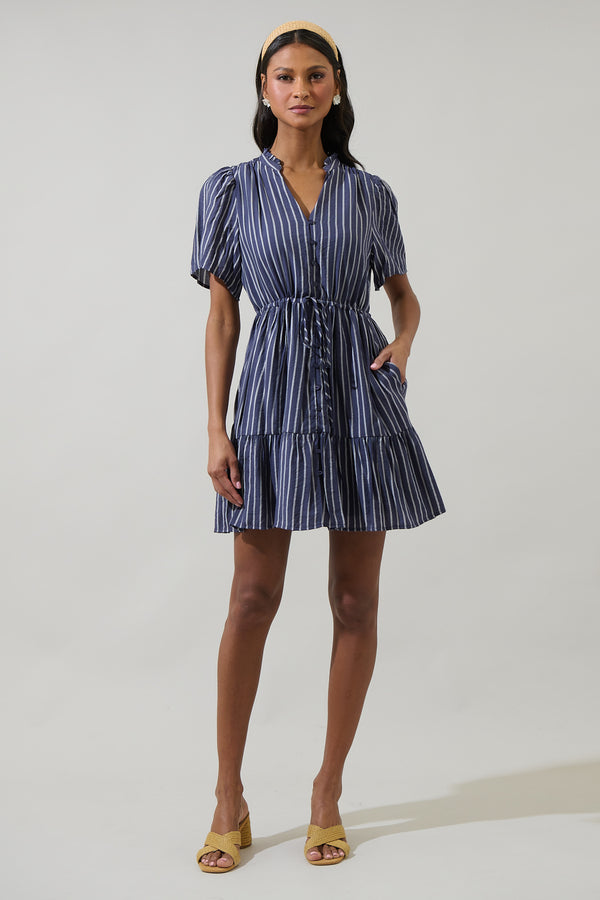Sugarlips Melen Stripe Amo Button Up Mini Dress