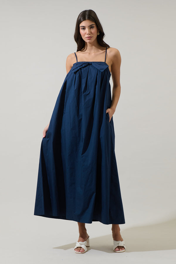 sugarlips Melly Pleated Bow Maxi Dress