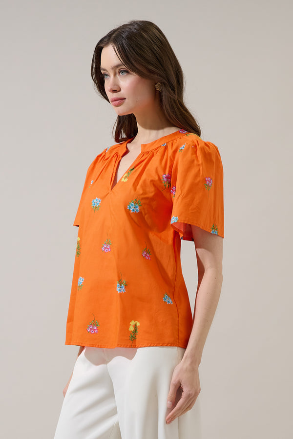 Sugarlips Mely Puff Sleeve Top Denvie Floral