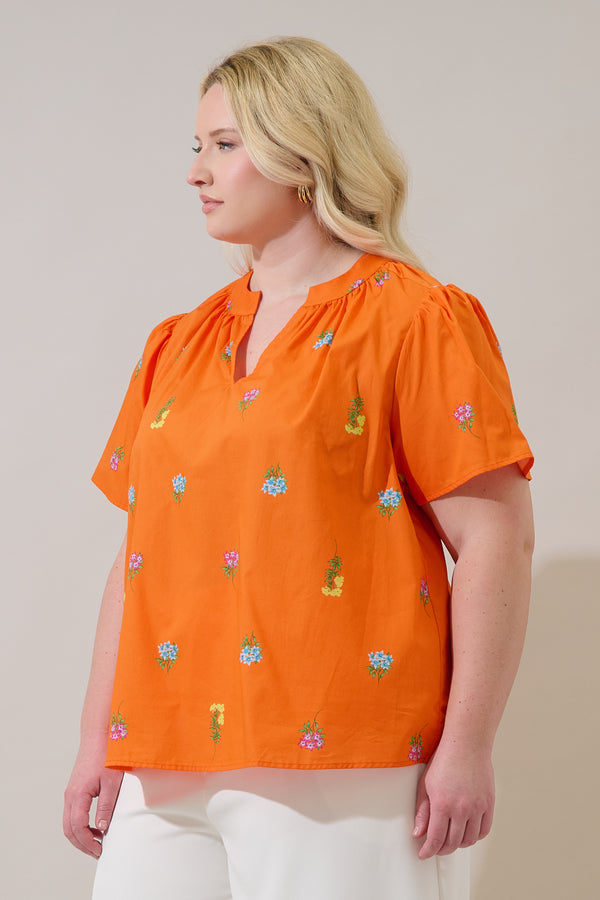Sugarlips Mely Puff Sleeve Top Denvie Floral Curve