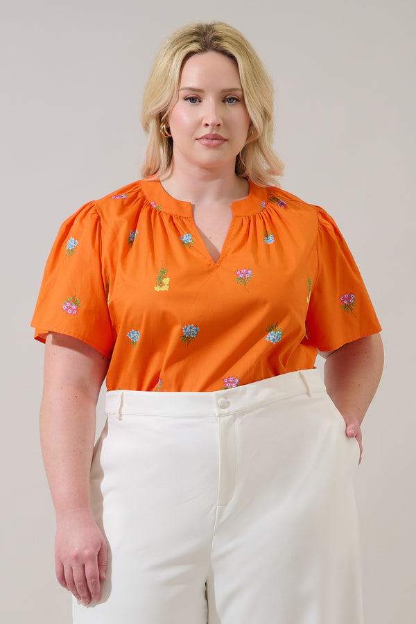 sugarlips Mely Puff Sleeve Top Denvie Floral Curve