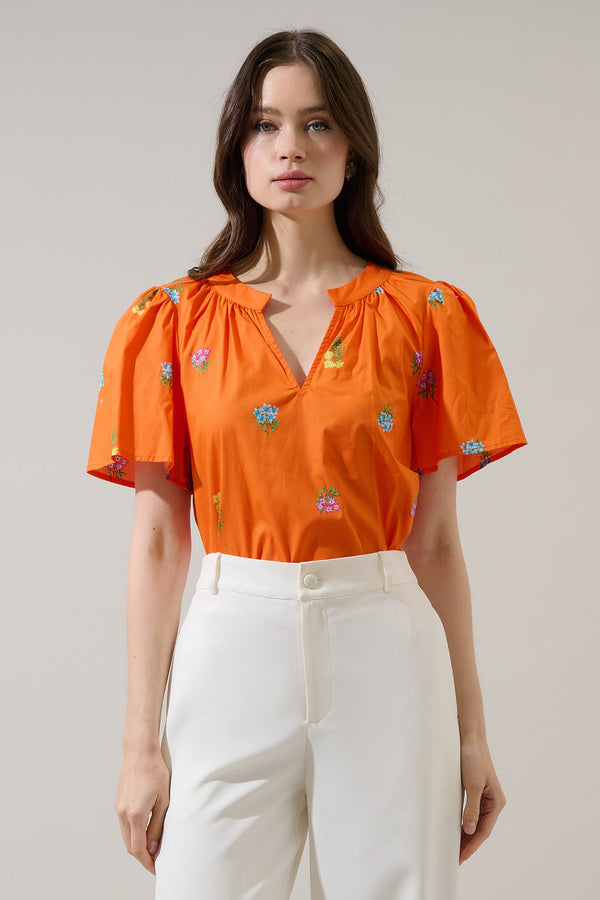 sugarlips Mely Puff Sleeve Top Denvie Floral