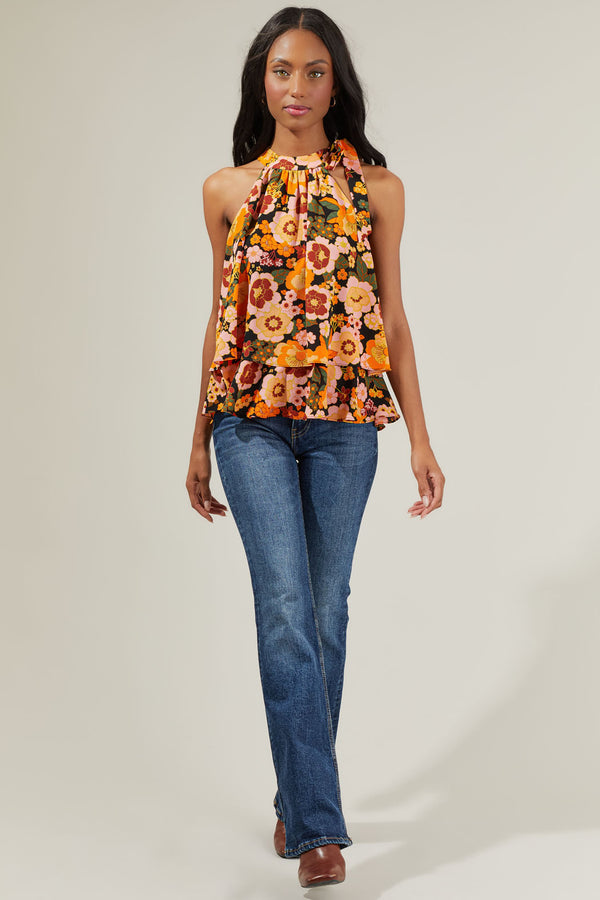 Sugarlips Mesa Floral Halter Neck Blouse
