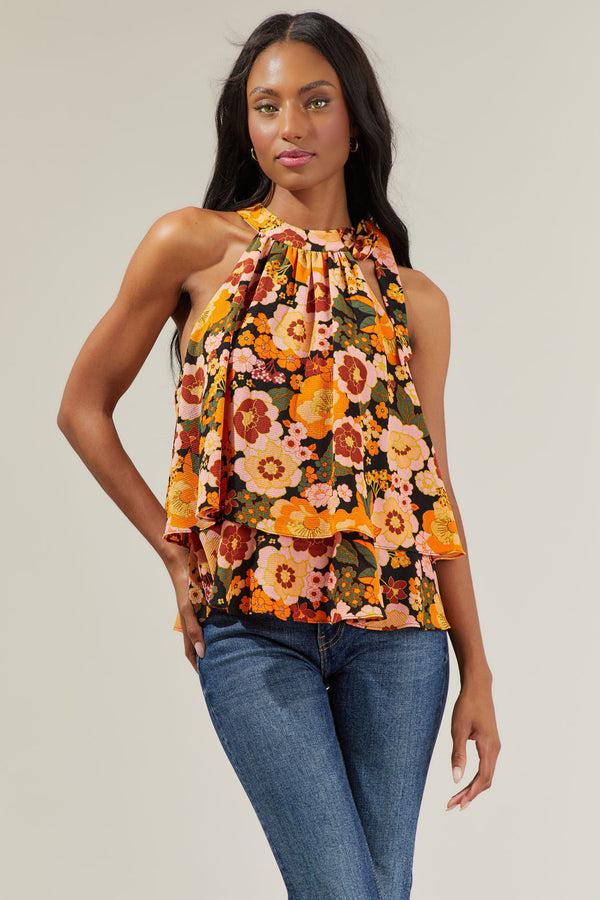 sugarlips Mesa Floral Halter Neck Blouse