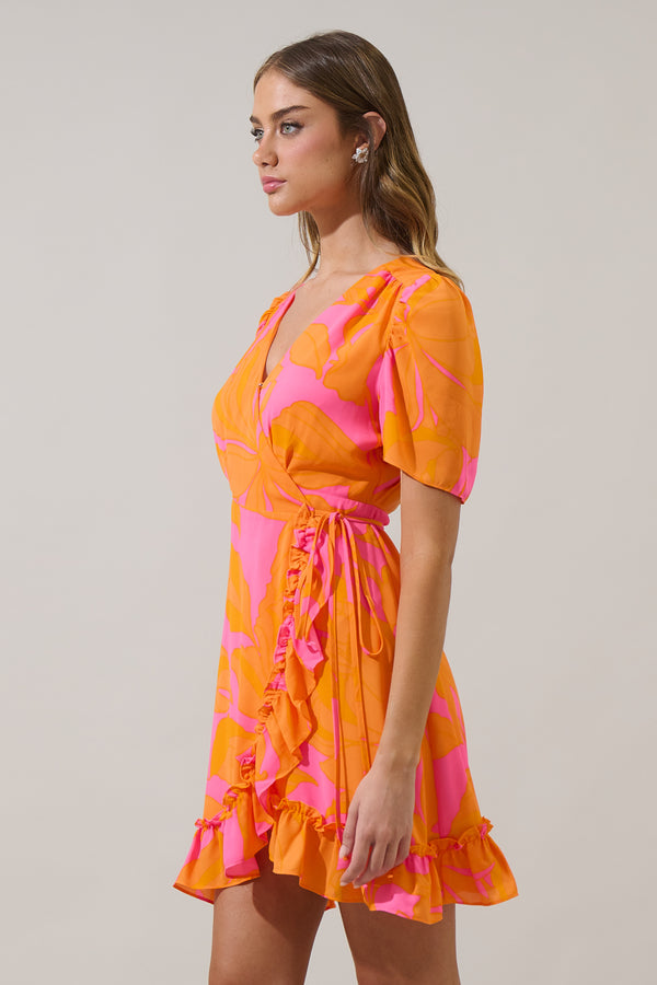 Sugarlips Mexia Floral Daisie Wrap Mini Dress