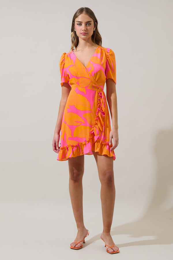 Sugarlips Mexia Floral Daisie Wrap Mini Dress