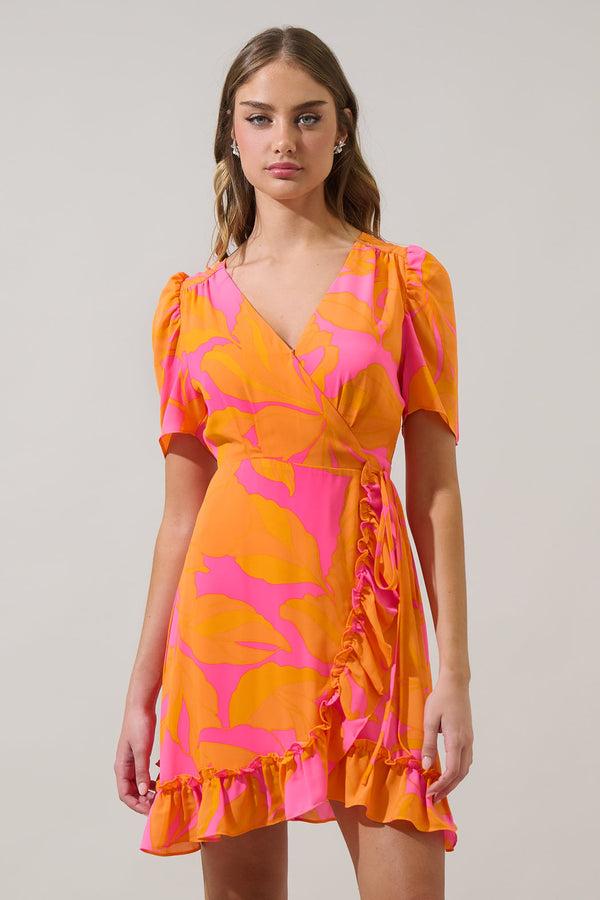 sugarlips Mexia Floral Daisie Wrap Mini Dress