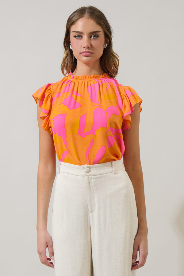 sugarlips Mexia Floral Dorie Ruffle Blouse