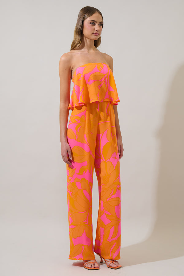 Sugarlips Mexia Floral Elvie Strapless Jumpsuit