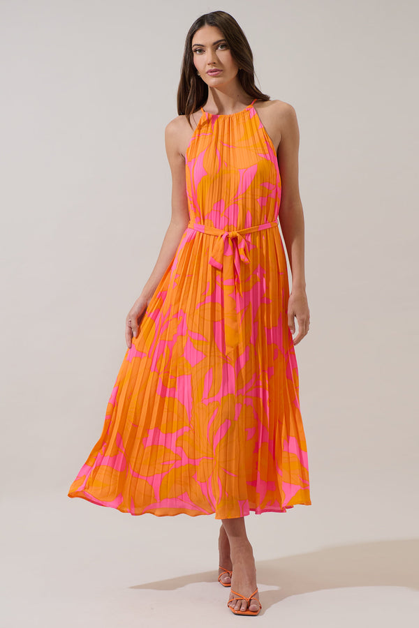 Sugarlips Mexia Floral Maly Pleated Midi Dress