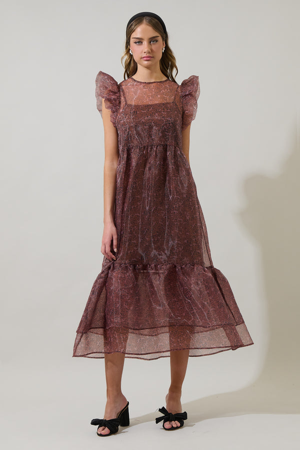 sugarlips Mey Organza Roice Flutter Midi Dress