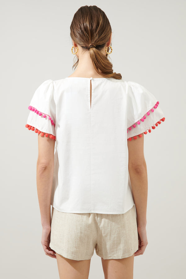 Sugarlips Milagro Babydoll Pom Pom Blouse