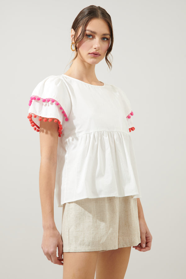 Sugarlips Milagro Babydoll Pom Pom Blouse
