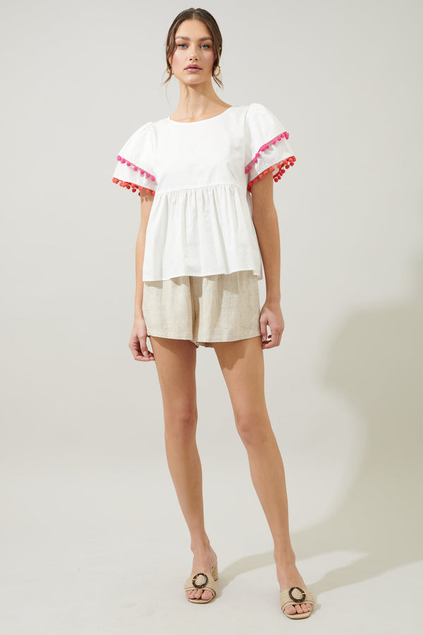 Sugarlips Milagro Babydoll Pom Pom Blouse