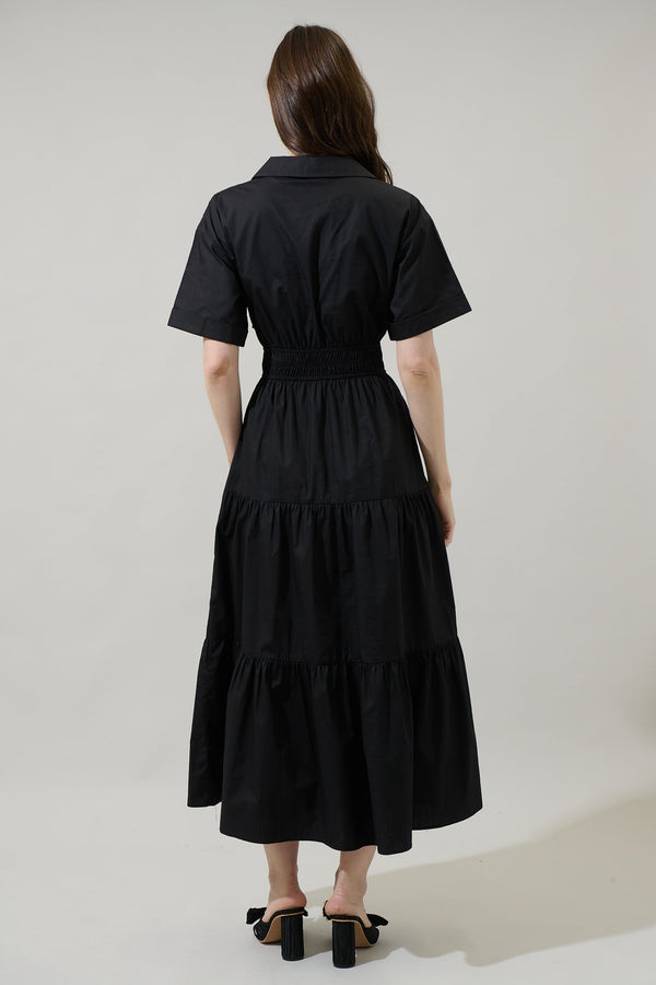 Sugarlips Milah Tiered Collared Maxi Dress