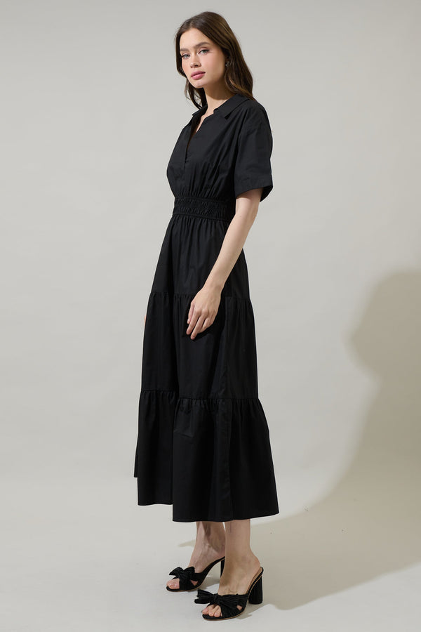 Sugarlips Milah Tiered Collared Maxi Dress
