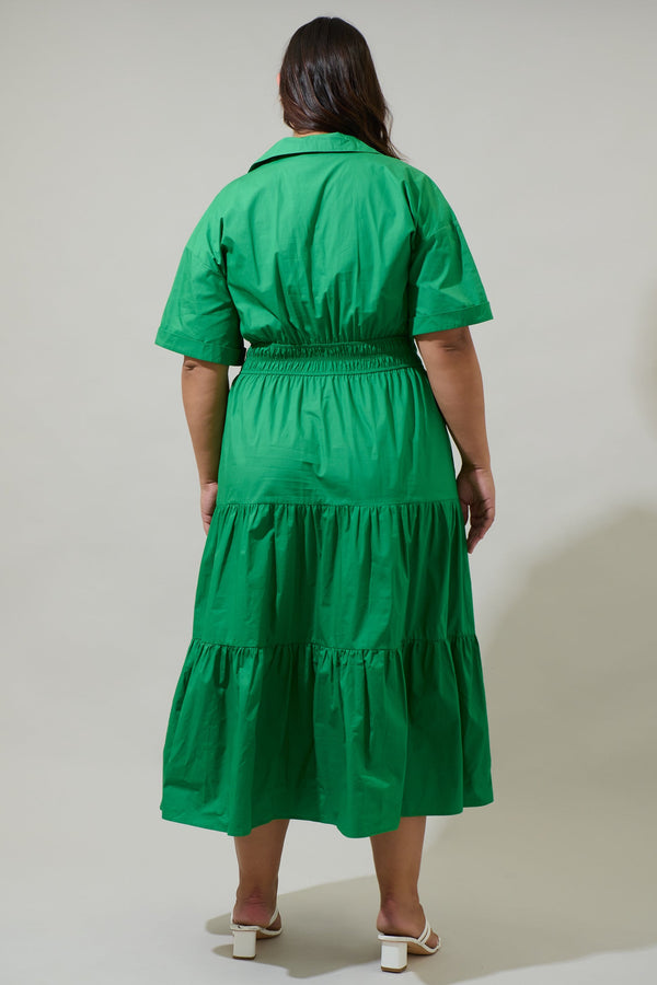 Sugarlips Milah Tiered Collared Maxi Dress Curve
