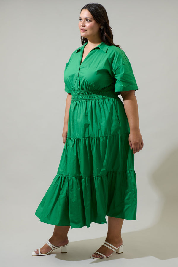 Sugarlips Milah Tiered Collared Maxi Dress Curve