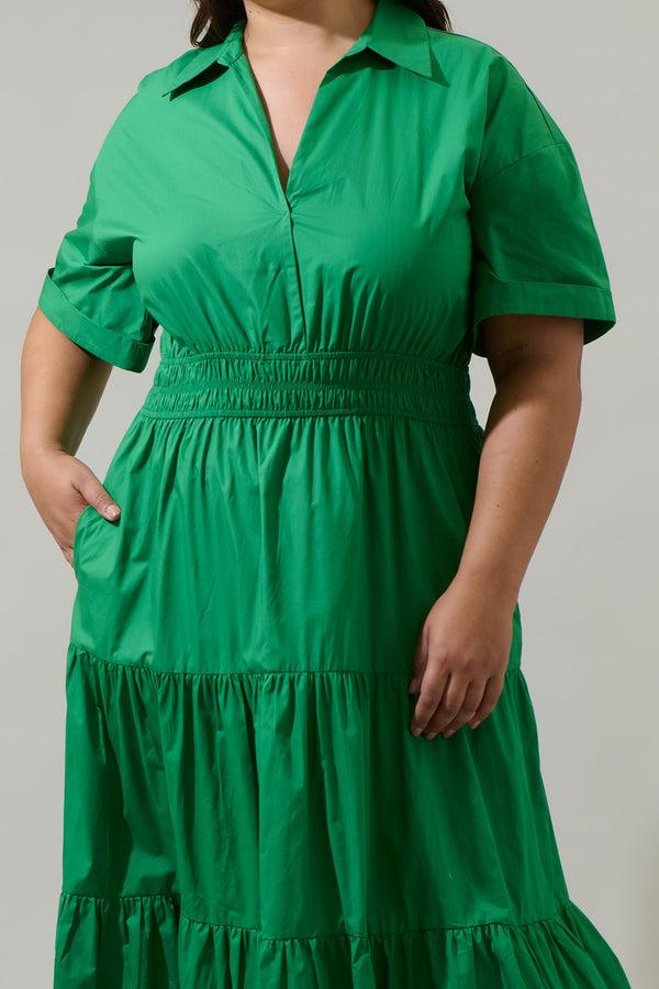 Sugarlips Milah Tiered Collared Maxi Dress Curve