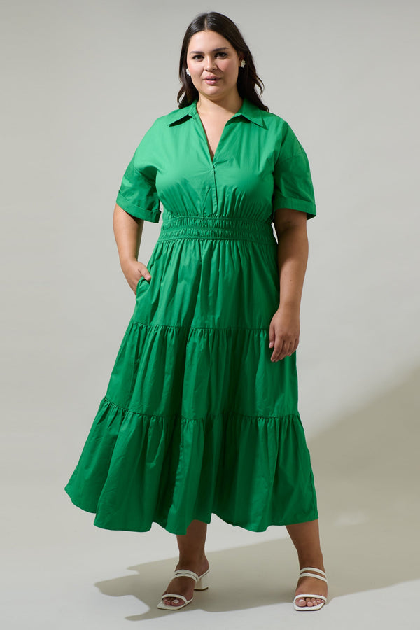 sugarlips Milah Tiered Collared Maxi Dress Curve