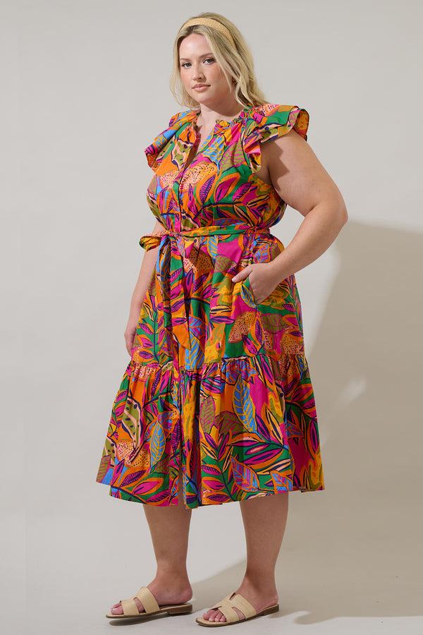 Sugarlips Milana Charlotte Button Midi Dress Curve