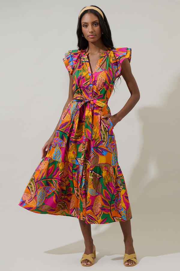 sugarlips Milana Charlotte Button Midi Dress