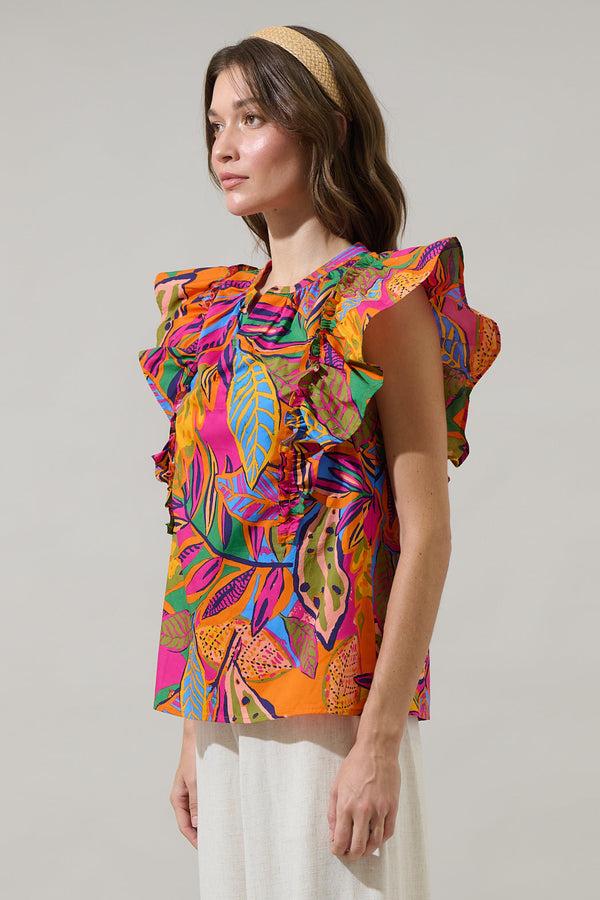 Sugarlips Milana Zaree Ruffle Poplin Top