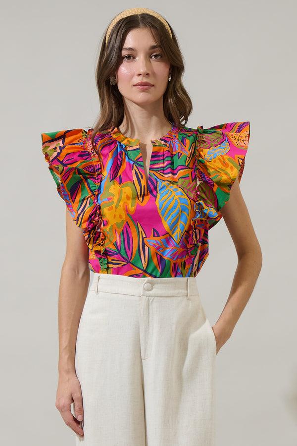 sugarlips Milana Zaree Ruffle Poplin Top