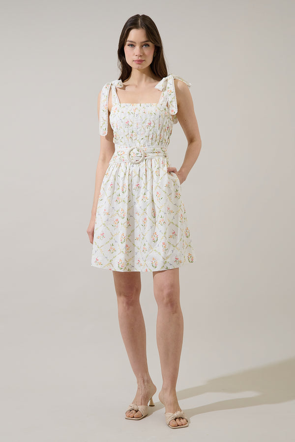 Sugarlips Milany Floral Naly Pleated Mini Dress